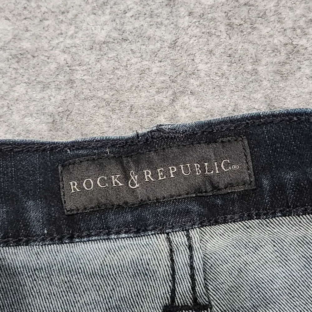 Rock‎ & Republic Kasandra Womens Size 12 32x33 Flare Leg Blue Denim Jeans